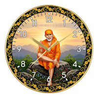Horloge murale silencieuse à quartz Liviya Shirdi Sai Baba - Décoration spirituelle personnalisée pour la maison, cadeau avec impression numérique, logo personnalisé