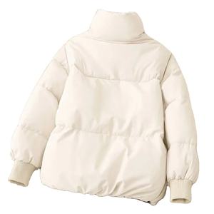 เสื้อโค้ทผู้หญิงมีซิปสีล้วนทรงหลวม, เสื้อโค้ทขนเป็ดลำลองเสื้อแจ็คเก็ตบุคอตตอนกันความร้อนหนาสำหรับฤดูหนาว - Product Image 5