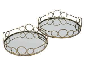 Plateau de service ovale en métal avec poignées, style vintage, vaisselle décorative durable - Product Image 4