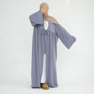 OEM New Abaya Dubai Tie <b>Strings</b> Abaya Women Muslim <b>Dress</b> Elegant Crepe Cardigan Modest Muslim Women Islamic Clothing Wholesale - Product Image 3