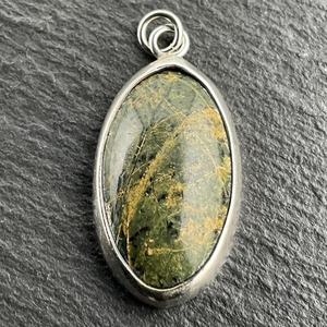 Collier pendentif vintage en argent sterling et jaspe, fait main, bijoux en pierre naturelle, cadeau élégant pour femme - Product Image 4