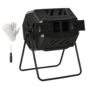 Compostiera Rotante da Esterno Nera da 165 Litri con Aeratore a Doppia Camera a 360 Gradi - Product Image 1