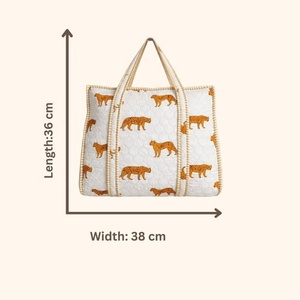 Quilted Cotton Tote <b>Bag</b> Leopard Print Shoulder <b>Handbag</b> <b>Travel</b> Weekend Shopper Manufacturer - Product Image 2