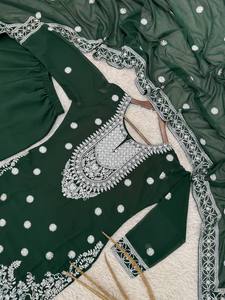 Traje Sharara de Georgette Indio Pakistaní para Mujer al Mejor Precio, Salwar Kameez, Ropa Tradicional de Invierno para Fiestas, Reversible - Product Image 4