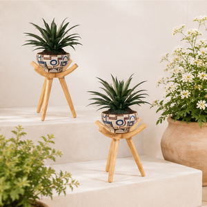 Modern Wood Plant Stand Handcrafted Solid Beech Wood Tripod Flower <b>Pot</b> <b>Holder</b> for Indoor Outdoor Home Office Decor - Product Image 4