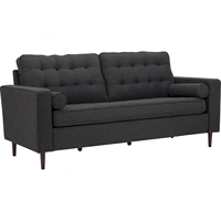 Sofá Moderno y Acogedor para Sala de Estar de Lujo con Tapicería de Mechones, Patas Cónicas de Madera Maciza y Brazos Acolchados para Hotel, Apartamento y Oficina