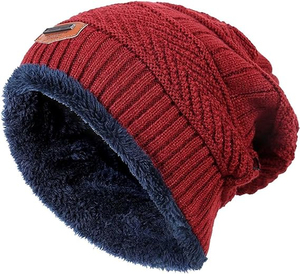 Gorros unisex de punto grueso con forro de satén, diseño a cuadros dibujado a mano, con pompón de piel sintética, para invierno y playa - Product Image 5