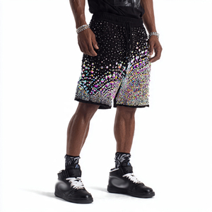 Shorts de jogging d'hiver en strass pour hommes, avec cordon de serrage à la taille - Product Image 4