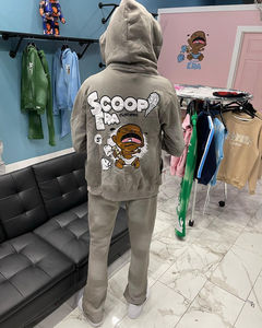 Conjunto de Sudadera con Capucha y Pantalones Anchos de Algodón 100% Personalizados con Estampado Puff y Serigrafía, Estilo Oversize, para Hombre - Última Colección - Product Image 4