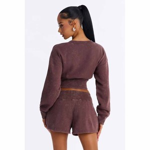 Survêtements personnalisés pour femmes, ensemble sweat-shirt et short, haut court et short, ensemble 2 pièces, ensemble de vêtements - Product Image 2