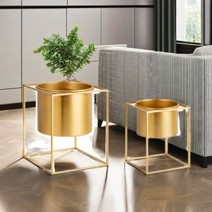 Attrayant Jardin Décoratif Or Couleur Pots Titulaire Planteur En Laiton Pot De Fleur En Plein Air Intérieur Maison Décoratif Pot Stand Avec Support - Product Image 2