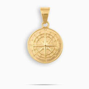 Collier pendentif boussole vintage |   Pendentif médaillon boussole dorée |    Bijoux de navigation en acier inoxydable - Product Image 2