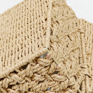 Paper Rope <b>Rectangular</b> Durable <b>Storage</b> <b>Basket</b> with Lid Eco-Friendly Rustic Multi-Purpose Home Decoration Organizer - Product Image 5