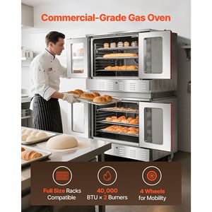 Four à convection au gaz commercial de taille standard de 14 pieds cubes, double niveau, 40 000 BTU x 2 brûleurs puissants, compatible gaz naturel, neuf - Product Image 2