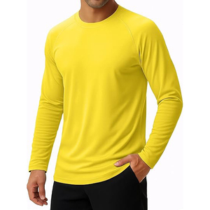 T-shirt de performance personnalisé pour homme à manches longues, jaune vif, séchage rapide, protection solaire UV 50+, idéal pour la natation et la vente en gros - Product Image 1