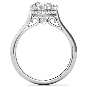 Anillo de Moissanita con Halo Oculto de Corte Redondo, Plata de Ley 925, Chapado en Oro Blanco, Anillo de Compromiso, Boda, Promesa, Joyería Fina - Product Image 4