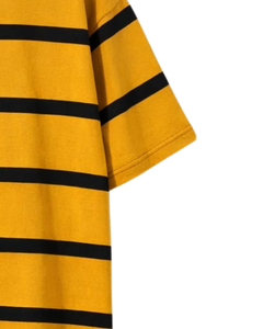 T-shirt personnalisé jaune et noir pour homme, 100 % coton, col rond, manches courtes, décontracté, streetwear d'été, écologique, 220g, fabricant OEM - Product Image 6