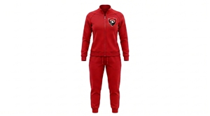 Women's Red Tracksuit Full <b>Zip</b> Hooded Solid Color Breathable Casual Lightweight Winter 100% Cotton <b>Jogger</b> Set Logo Front <b>Pockets</b> - Product Image 1