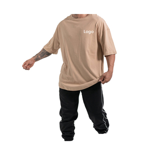 <b>Men's</b> Oversized O-Neck Short Sleeve <b>T</b>-<b>Shirt</b> Solid Color Contrast Trim Casual Jersey Fit 100% Cotton - Product Image 2