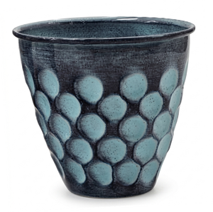 Pot de fleurs rond en fer robuste, bleu à pois, texture gaufrée, pour intérieur et extérieur, bac de rangement de jardin, vente en gros - Product Image 2