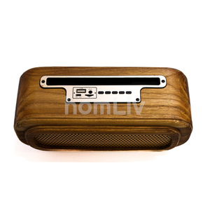 Radio Portátil Hecha a Mano con Madera de Teca Ecológica, Estilo Retro, Funciona con Batería, para Altavoz con Gabinete Frontal Perforado - Product Image 1