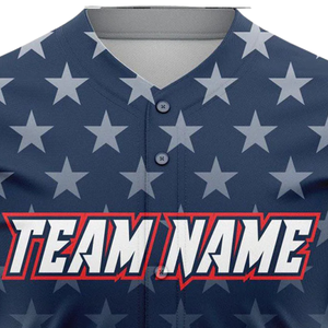 Men Custom Red White Blue <b>Button</b> Up Baseball Jersey USA Style Softball Team Uniform Breathable Athletic Sports Shirt - Product Image 5