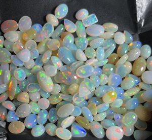 100% Natural Small Size White Opal Cabochon | Full <b>Fire</b> Rainbow Loose Gemstones | Oval Pear Mix Shapes | Trimurti <b>Gems</b> | Third - Product Image 3