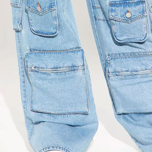 Nouvelle mode, nouveau style, vêtements de sport durables et confortables, hauts et pantalons décontractés, jeans cargo amples pour femmes avec logo personnalisé - Product Image 5