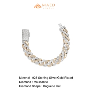 สร้อยข้อมือทองคำ 18K แบบ Cuban Link ประดับเพชรโมอิสซาไนต์ สไตล์ฮิปฮอป สร้อยข้อมือแบบโซ่เส้นเล็ก ของขวัญเครื่องประดับสำหรับผู้ชายและผู้หญิง - Product Image 6