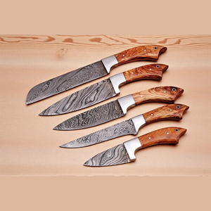 Handmade Damascus Steel Chef <b>Knife</b> <b>Set</b> 5 Pieces Kitchen <b>Knife</b> Olive Wood Handle Survival Hunting <b>knives</b> By A&M EnterPrises - Product Image 6