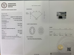 เพชรปลอมรูปไข่ CONCEPTION DIA-2-100 น้ำหนัก 3.53 กะรัต 3.62 กะรัต เจียระไนแบบ Oval Cut ได้รับการรับรองจาก IGI ความสะอาดระดับ VVS เพาะเลี้ยงในห้องปฏิบัติการ CVD เจาะด้วยเลเซอร์ เพชรแฟนซีแบบเม็ดเดี่ยว - Product Image 6