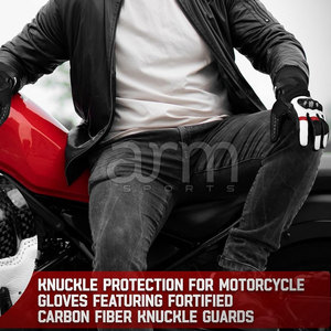 Guantes de Motocicleta de Cuero Suave con Protección Completa para los Dedos, Guantes de Carreras Transpirables - Product Image 3