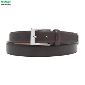 Cinturón Formal de Cuero Genuino, Hebilla Rectangular Plateada, Color Marrón Sólido, Estilo Ejecutivo para Hombre - Product Image 6