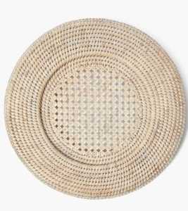 Tazón redondo de ratán tejido, plato de servir de caña natural, tazón decorativo para la mesa de comedor, decoración del hogar, multiusos - Product Image 1