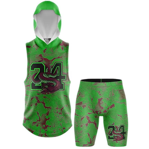 Conjunto de camiseta de baloncesto sin mangas con capucha Green Camouflage Dragon 24, ropa deportiva unisex de secado rápido para todas las estaciones - Product Image 1