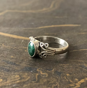 Sterling <b>Silver</b> 925 Designer <b>Emerald</b> Cut Gemstone <b>Ring</b> (2.9 Grams) Oval Unisex Wear Lightweight comfortable - Product Image 2