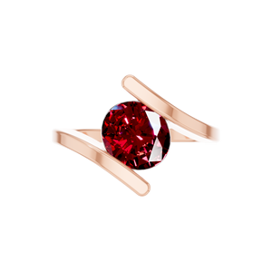 Bague de fiançailles en or massif 14 carats, taille ovale classique, pierre précieuse rubis cultivée en laboratoire, rose jaune blanc de haute qualité pour anniversaires - Product Image 1