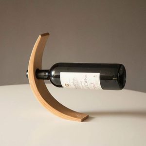 Présentoir à bouteilles haut de gamme en bois naturel, support à vin contemporain pour la décoration intérieure, présentoir à vin design élégant - Product Image 1