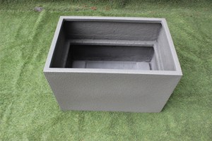 Classic Grey <b>Rectangular</b> Flower <b>Pot</b> Dotted Texture Outdoor Floor Garden Planter Minimalist Style Durable Lightweight Fiberglass - Product Image 4