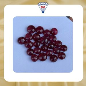 พลอยสปิเนลสีแดงธรรมชาติทรงกลมแบบคาโบชอง ขนาด 8 ถึง 12 มม. ไม่ผ่านการอบ ไม่ผ่านการย้อมสี พลอยสปิเนลพม่าคุณภาพดี ขายส่ง - Product Image 2