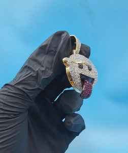 Colgante de Plata 925 con diseño de Mario Boo o Fantasma Travieso, estilo Iced Out, Joyería Hip Hop para Raperos, con Moissanita VVS - Product Image 2