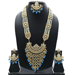 Indian Stylish Layered Zircon Rani Haar Long Kundan Necklace Jewellery Set Wedding Engagement Anniversary Party Gift Antique - Product Image 2