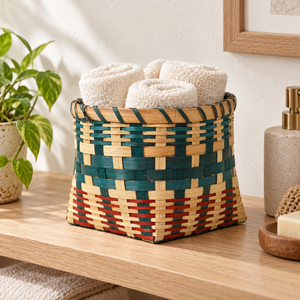 Eco-Friendly Handwoven Tricolor <b>Bamboo</b> Storage Basket Square Base Open Top <b>Planter</b> <b>Pot</b> Cover Desktop Organizer Wholesale - Product Image 6