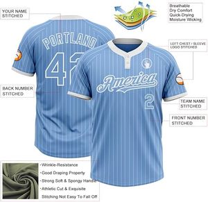 Custom Stripe Sublimation Printed Baseball/Softball Jersey Moisture Wicking V-Neck Short Sleeve Personalized Team Name Numbers - Product Image 2