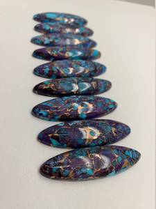 Turquesa Mohave Morada, Cabujón Ovalado Largo, Cobre, 15x47MM, Turquesa Mohave al por Mayor para la Fabricación de Joyas - Product Image 3