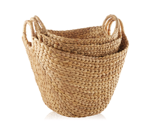 Artex HaiNam Natural Water Hyacinth Storage <b>Baskets</b> <b>With</b> <b>Handles</b> Bowl Shape Multi Purpose Rustic Style Organizers For Neatening - Product Image 2