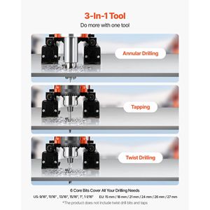 Trapano Magnetico da 1400 W con Diametro di Foratura di 2 Pollici, Velocità 0-750 RPM, Direzione Reversibile, 6 Punte per Trapano Elettrico - Product Image 2
