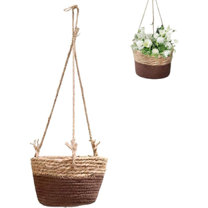 Eco-Friendly Jute Rope Hanging Planter Handmade Woven <b>Basket</b> <b>For</b> Indoor Plants Style Plant Holder <b>For</b> Home And Office On Sale - Product Image 2