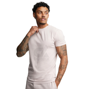 2026 Men's Eco-Friendly Quick Dry 100% Cotton Customizable Sticker Printed <b>T</b>-Shirt <b>Back</b> Neck Logo Position Ringer - Product Image 3