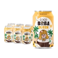 Thé au lait végétalien tendance chaude-Coco BOBA Queen Thé au lait 330ML Peut Végétarien Bubble Tea Boissons Sucre Brun, Taro, Saveur Matcha